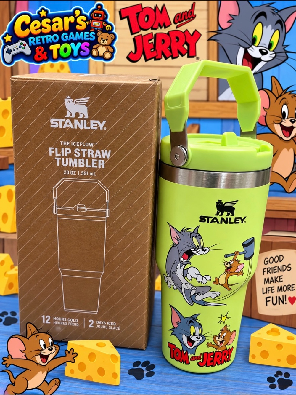 Stanley Lime Green Tom & Jerry Insulated Travel Tumbler - Picture 8 of 8